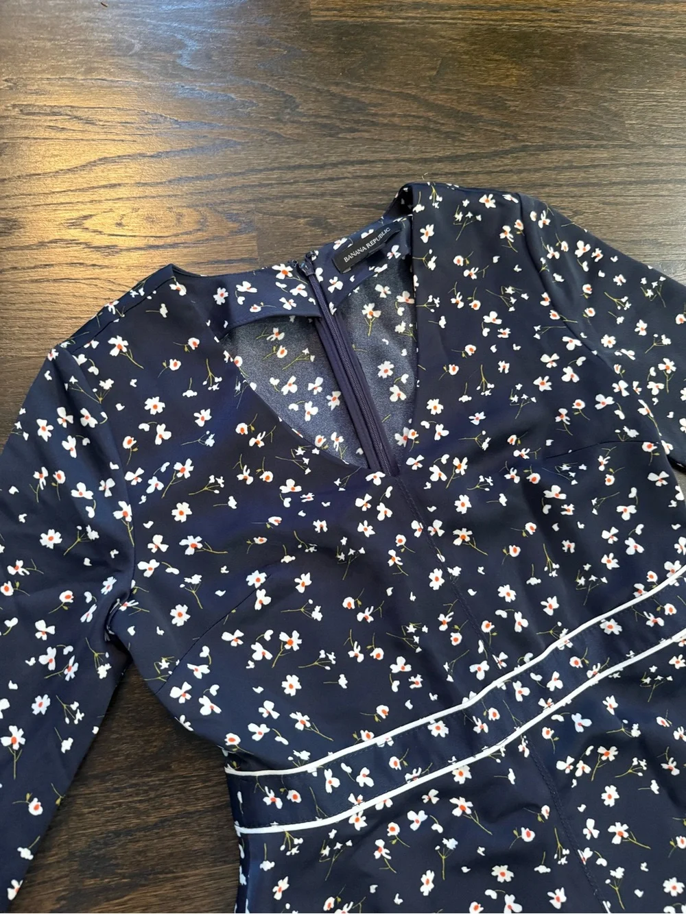 Banana Republic Navy Floral Fit & Flare Dress